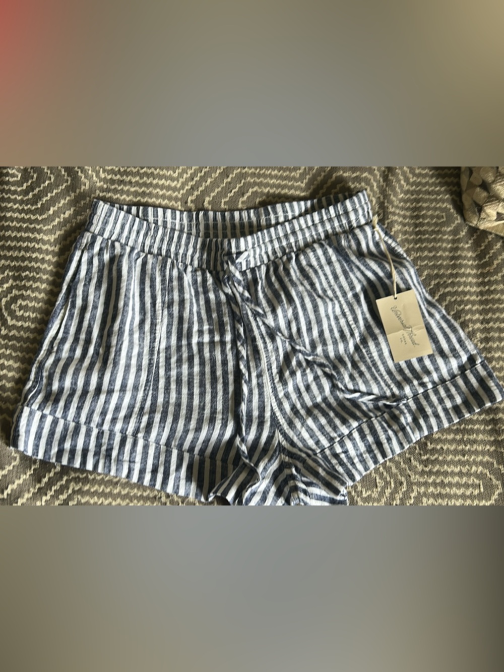 Universal Thread Blue and White Striped Linen-Blend Shorts